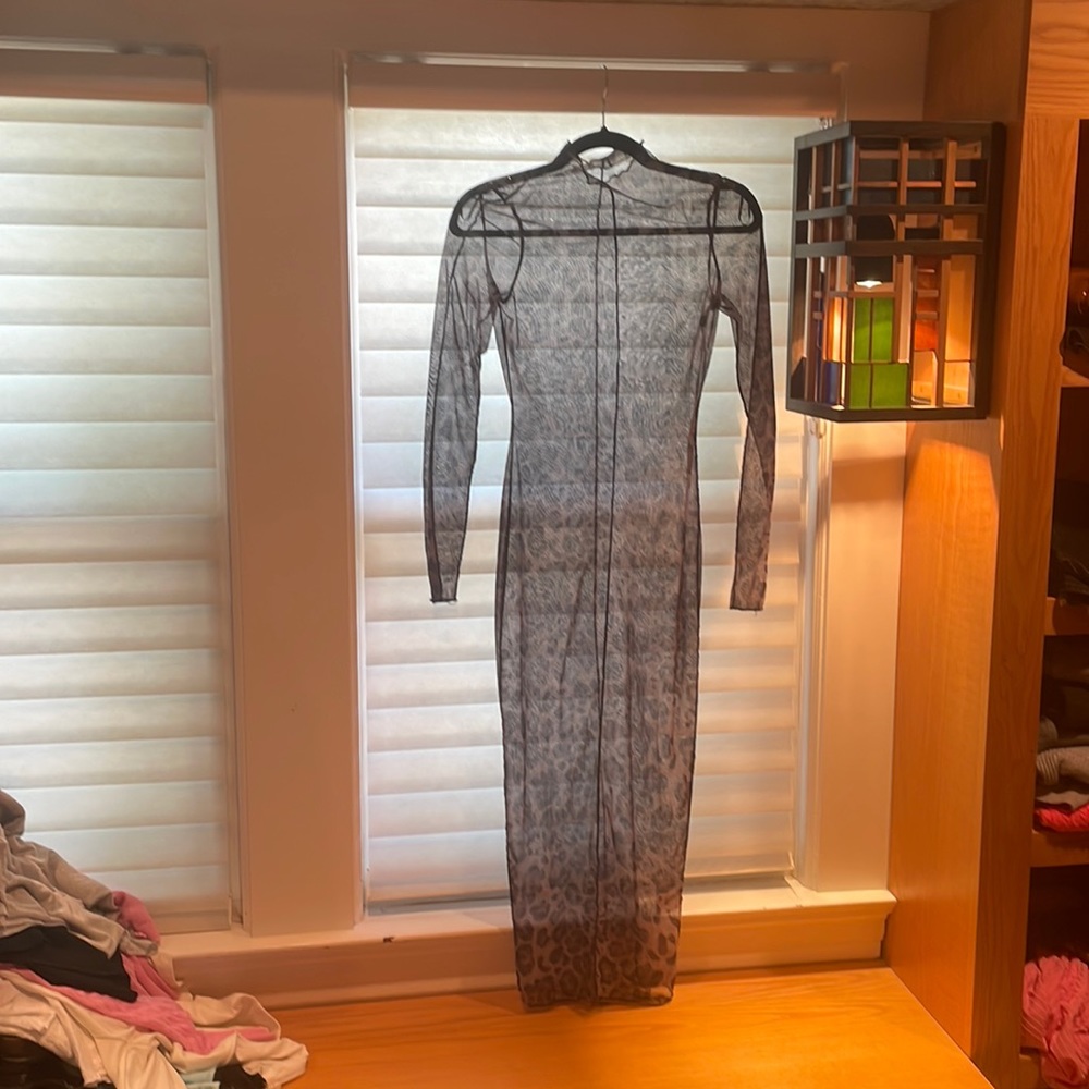 Akira brand sheer dress leopard print with sparkles size small